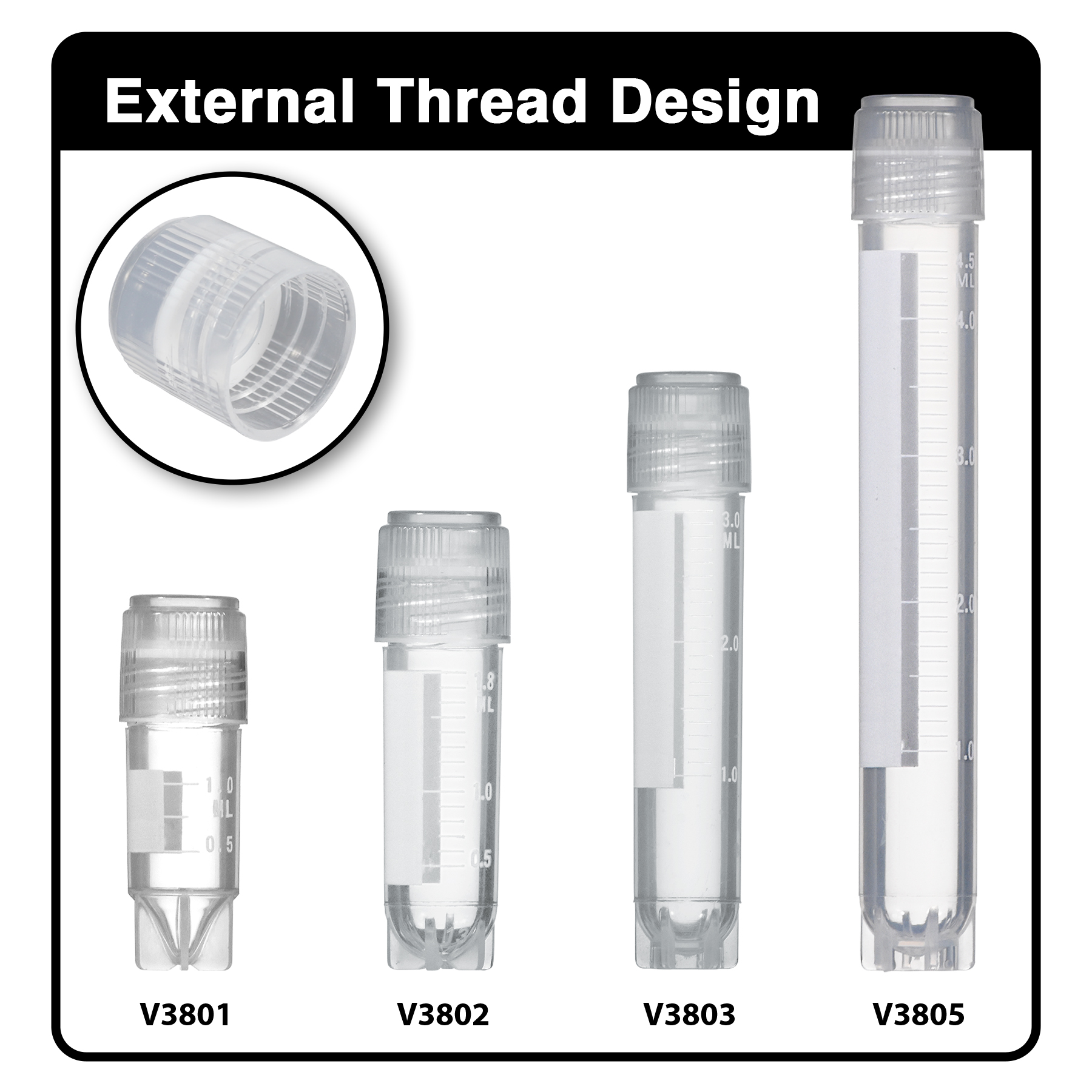 Externally Threaded Cryogenic Vials